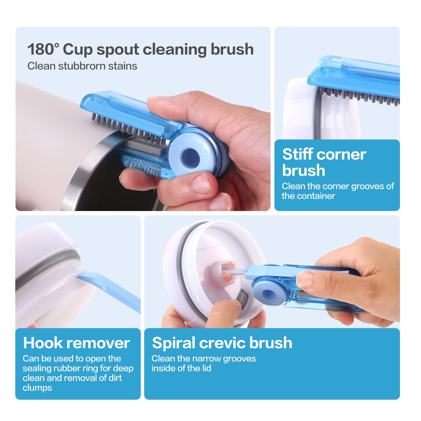 KEUYE 3 Pack Cup Cleaning Kit Compatible with Stanley,Multipurpose Cup Cleaner Kit with Extra Long Nylon Straw Brush Cleaner,3 in 1 Bottle Gap Cleaner and Long Handle Silicone Brush Cleaner