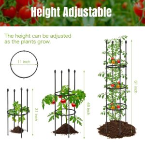 Joyhalo 2 Pack Tomato Cage Metal, Up to 61 inches Tomato Cages for Garden heavy duty garden stakes support plants length adjustable Tomato Trellis for climbing plants vegetables flowers cucumber peony