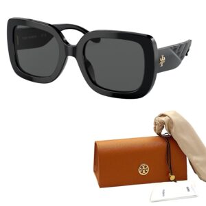 Tory Burch TY7179U 170987 54MM Black/Solid Grey Cateye Sunglasses for Women + BUNDLE With Designer iWear Complimentary Eyewear Kit