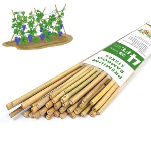 plant stakes,4ft longer sturdy natural bamboo garden stakes,gaginang 25pcs bamboo sticks trellis support for tomato, vegetables beans trees climbing plants