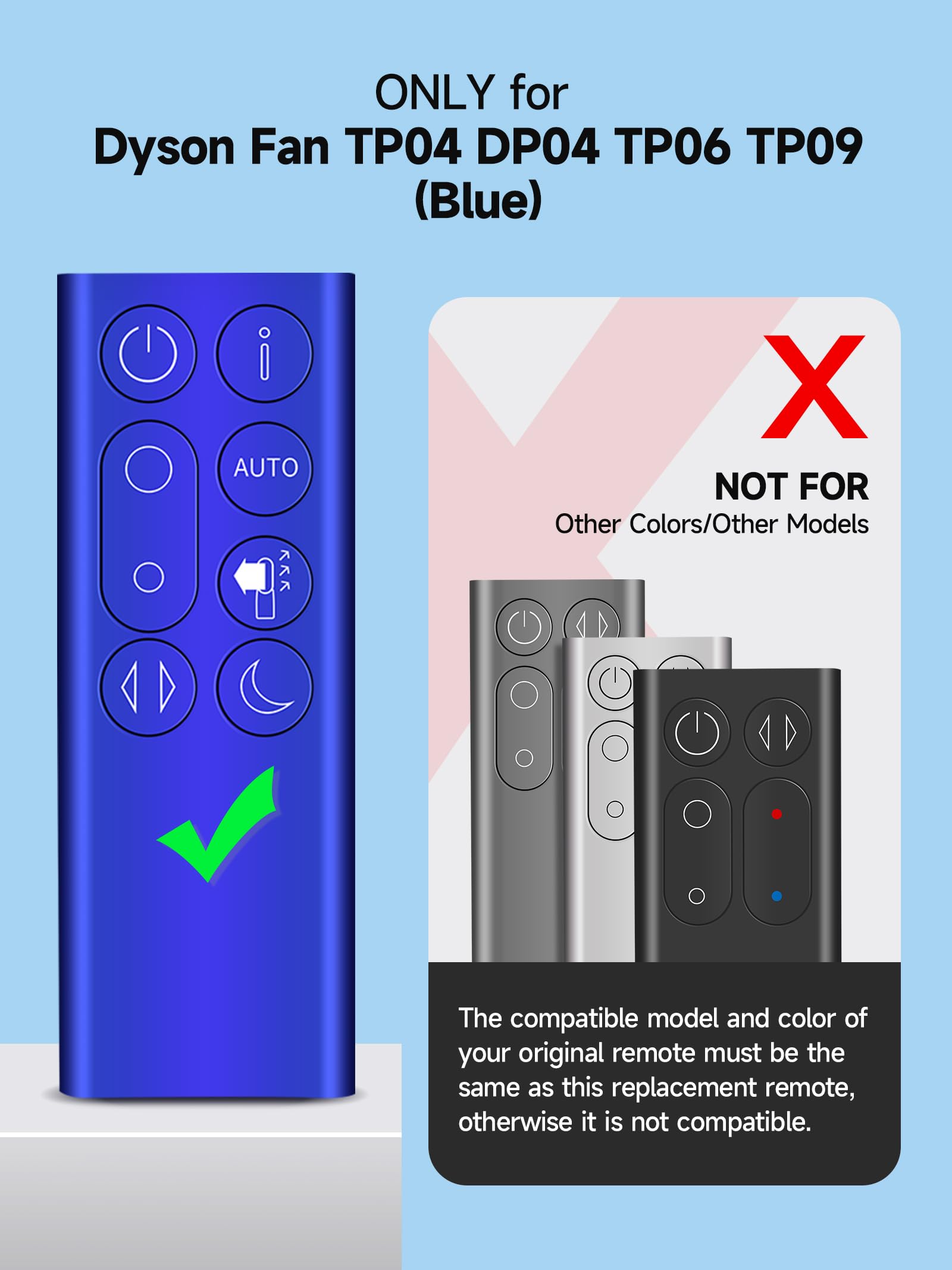 New Replacement Remote for Dyson TP04 DP04 TP06 TP09 Pure Cool Purifying Fan (Blue)