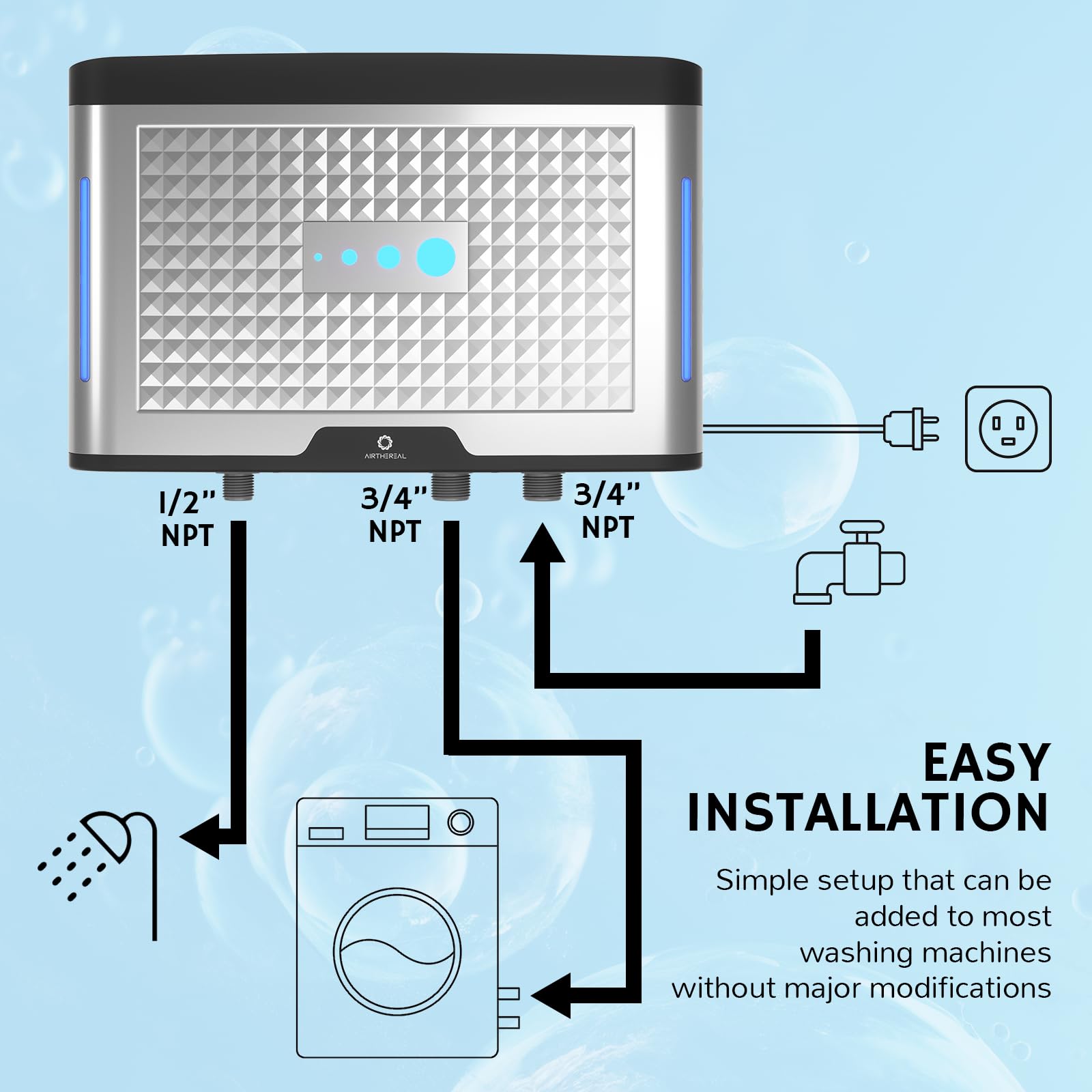 Airthereal Bundle | AH1000 Water Ozone Generator with 1,000mg/h and AH20K Ozone Laundry System 20,000 mg/h Ozone Generator for Washing Machine, Ozone Water Devices