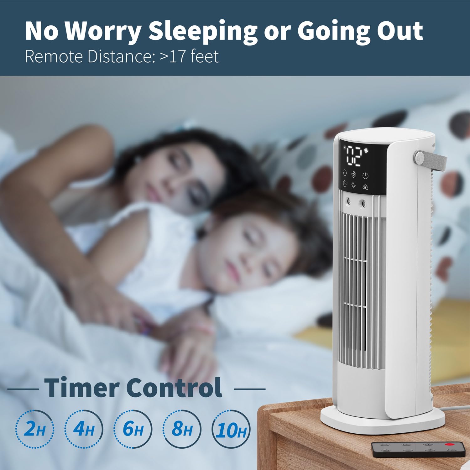 XIUREI 16'' Tower Fan, Misting Fan with 700ml Tank, 90° Oscillating Fan w/Remote, Bladeless Desk Fan, 4 Speeds, Timer, Cooling Fan for Bedroom, Desk, Table, Office, Room