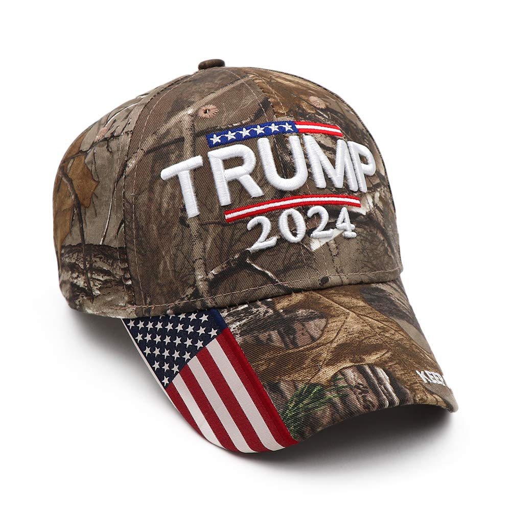 Trump Hat 2024 MAGA Hat Embroidered Keep America Great Donald Trump Slogan USA Adjustable Camo Baseball Cap for Woman Men