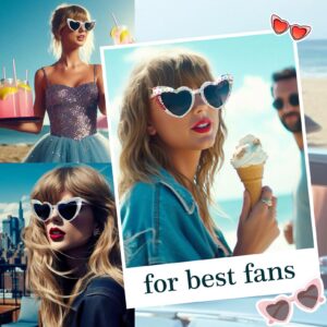 YOGFIT Singer Sunglasses for Fans Heart Sunglasses for Women Heart Shape Glasses Fans Support Props Gift for Fans