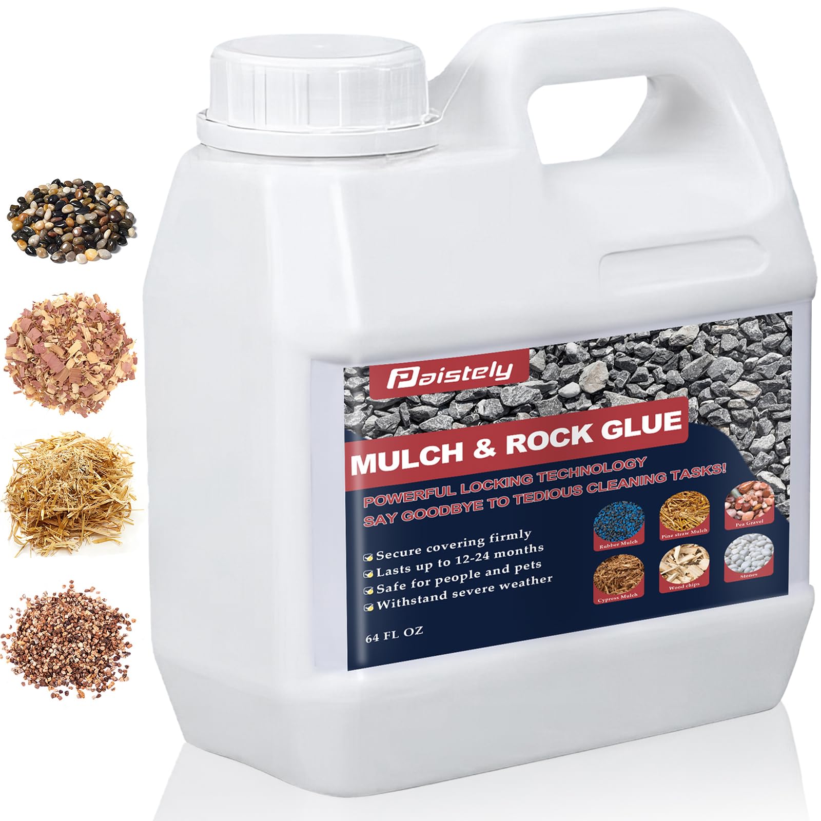 Mulch Glue for Landscaping 64OZ, Powerful Concentrated Mulch Glue for Pea Gravel, Rock Glue, Gravel Binder, Secure Covering Firmly, Non-Toxic Mulch Glue for Rocks for Locking Most Mulches