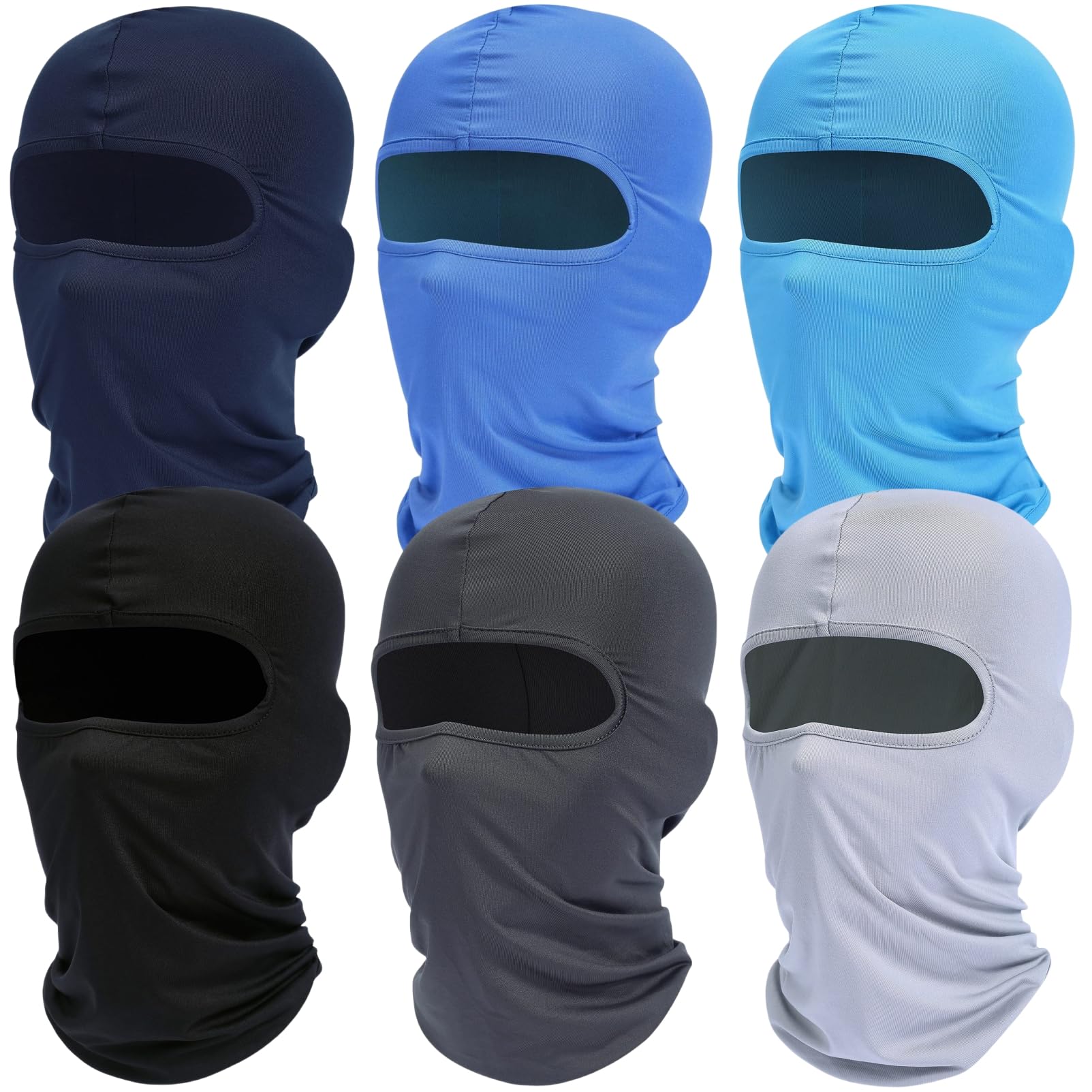 NavlPlasir Balaclava Ski Face Mask: Cooling Neck Gaiter Full Face Cover Hood Shiesty Mask for Men Women 6 Pack (Multi Color-A)