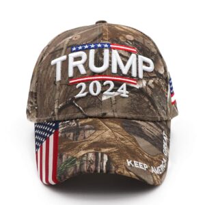 Trump Hat 2024 MAGA Hat Embroidered Keep America Great Donald Trump Slogan USA Adjustable Camo Baseball Cap for Woman Men