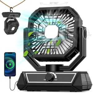 portable fan rechargeable, 20000mah battery powered fan with led lantern, table fan, camping essentials, usb c battery operated camping fan for travel, picnic, barbecue, fishing, office, home