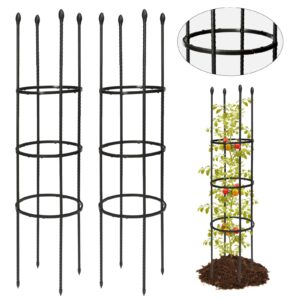 joyhalo 2 pack tomato cage metal, up to 61 inches tomato cages for garden heavy duty garden stakes support plants length adjustable tomato trellis for climbing plants vegetables flowers cucumber peony