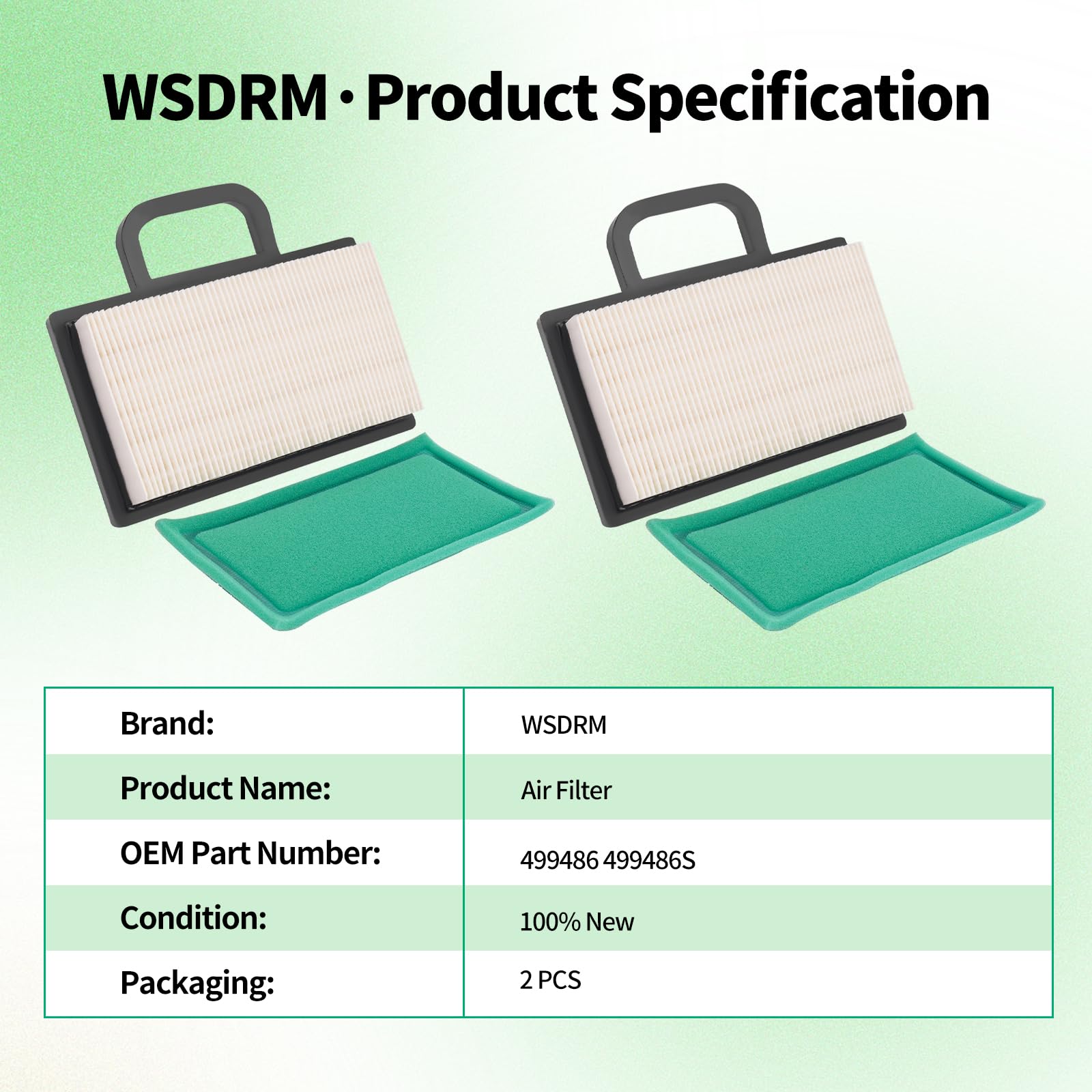 WSDRM 499486 698754 YTH2348 Air Filter with 273638 Pre Filter for BS 18-26 HP Intek V-Twins Engine JD L111 LA120 LA130 LA135 LA140 D140 D130 Z425 X130R X140 X155R YTH2448 YTH2454 Lawn Mower Tractor