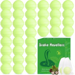 36 pack snake repellent for yard, powerful outdoor & indoor snake be gone for garden lawn, natural snake repellent moth balls for outdoor camping fishing, effective repels snakes pets safe balls green