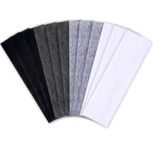 diydec 12pcs women headbands non slip yoga hair bands for girls sports running workout soft cloth black white gray elastic headbands for women hair accessories