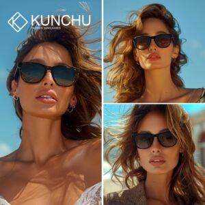 kunchu Polarized Sunglasses Womens Trendy Classic Retro Womens Sunglasses Men Driving Sun Glasses UV Protection