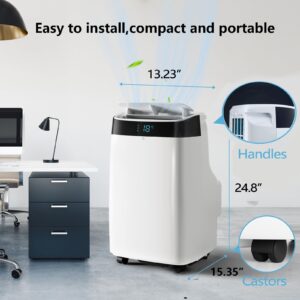 10000Btu Portable Air Conditioner with Remote Control,Quiet AC Unit 450 Sq. Ft Coverage, 3-in-1 Functions,24 Hour Timer, Window Installation Kit for Home,Office White