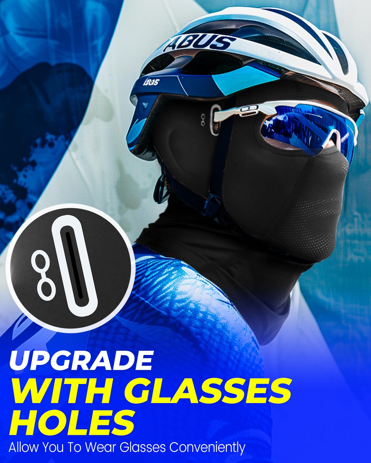 Balaclava Face Mask with Glasses Holes for Men Women Summer Cooling Shiesty Mask Sun UV Protection for Motorcycle Ski Work Black