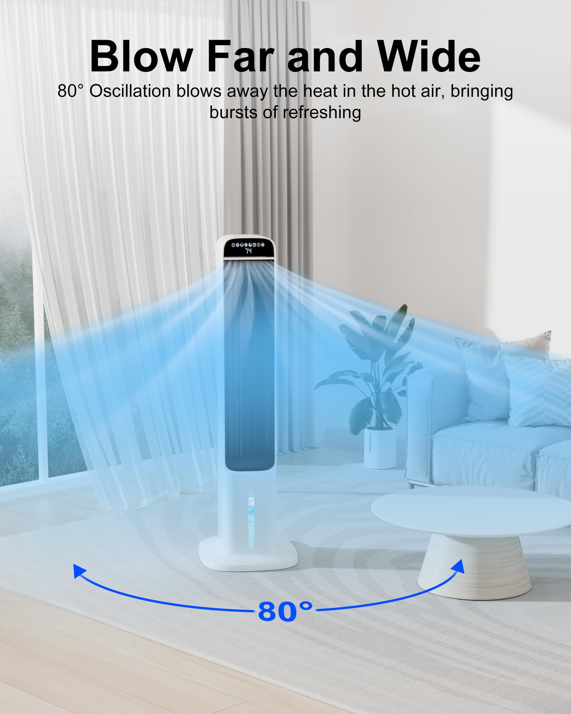 Uthfy Tower Fan for Bedroom,Fans that Blow Cold Air,41"Evaporative Air Cooler Swamp Cooler with 4L Tank & 4 Ice Packs,Oscillating Fan with Remote Control,Quiet Floor Standing Fan for Room