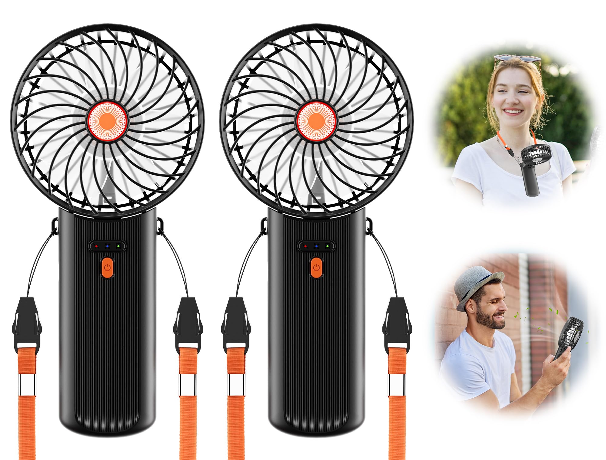 ISFOFO Mini Handheld Fan 2 Pack, Portable Hand Held Fan for Travel 4 Speeds, Cooling Personal Fans USB Rechargeable Battery Operated, 180° Foldable Travel Small Fan for Outdoor Beach Camping Office