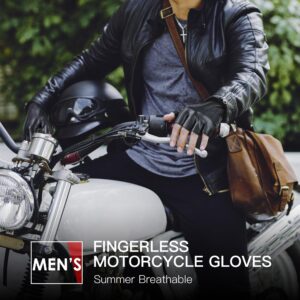 Kebesu Fingerless Driving Riding Leather Gloves Outdoor Anti-Slip Sports Half Finger Gloves for Men Women