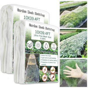 2 pack garden netting 10x39.4ft ultra fine mesh insect netting for garden protection,reusable barrier protection mesh plants cover for protect vegetables plants fruits flowers crops from animals