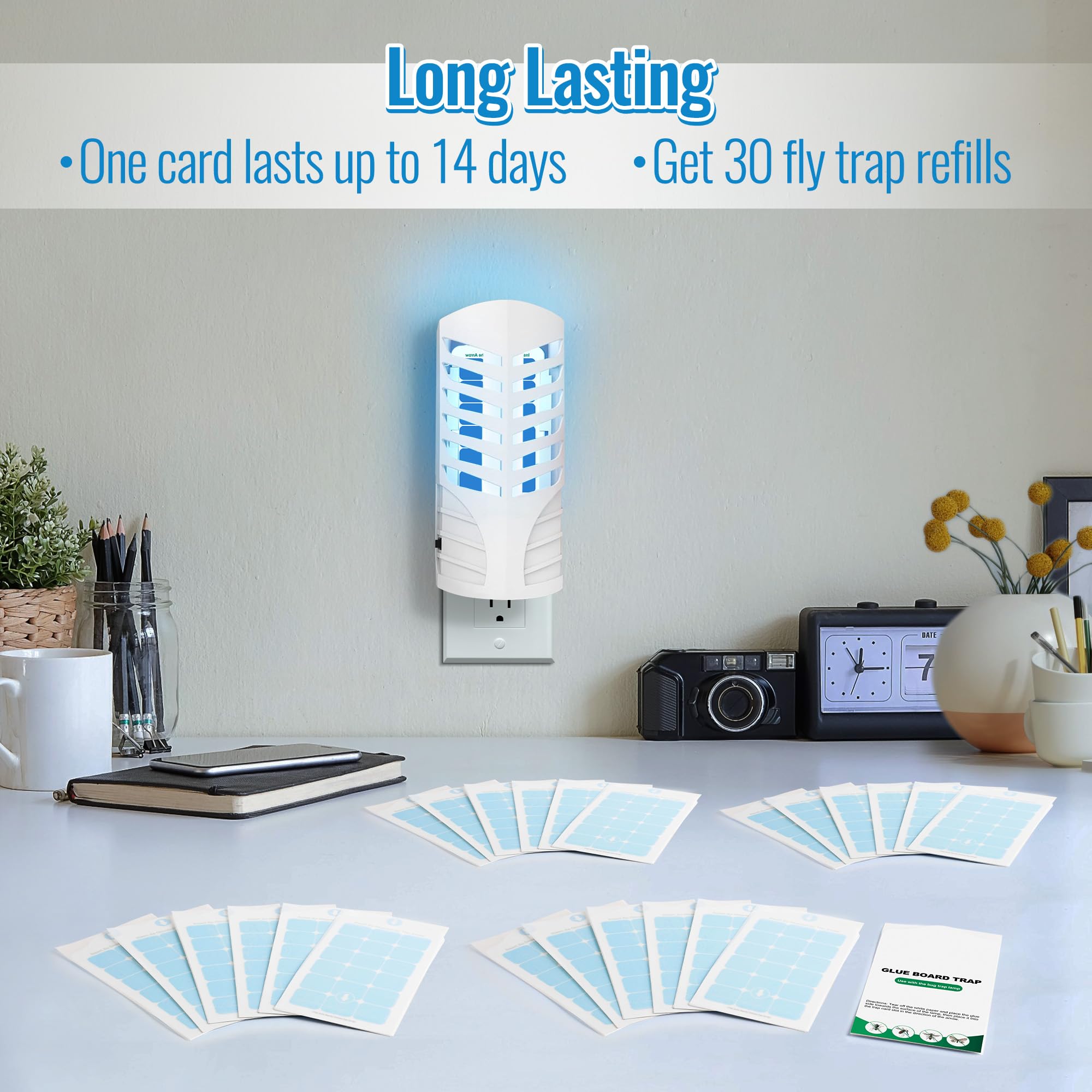 Qualirey 25 Pack Flying Insect Trap Refill Compatible with VEYOFLY Fly Trap LAMP Refill-VF02, Glue Board Insect Catcher, Replacement Sticky Glue Cards for Insect Bug Mosquito Gnat Fly Trap Indoors