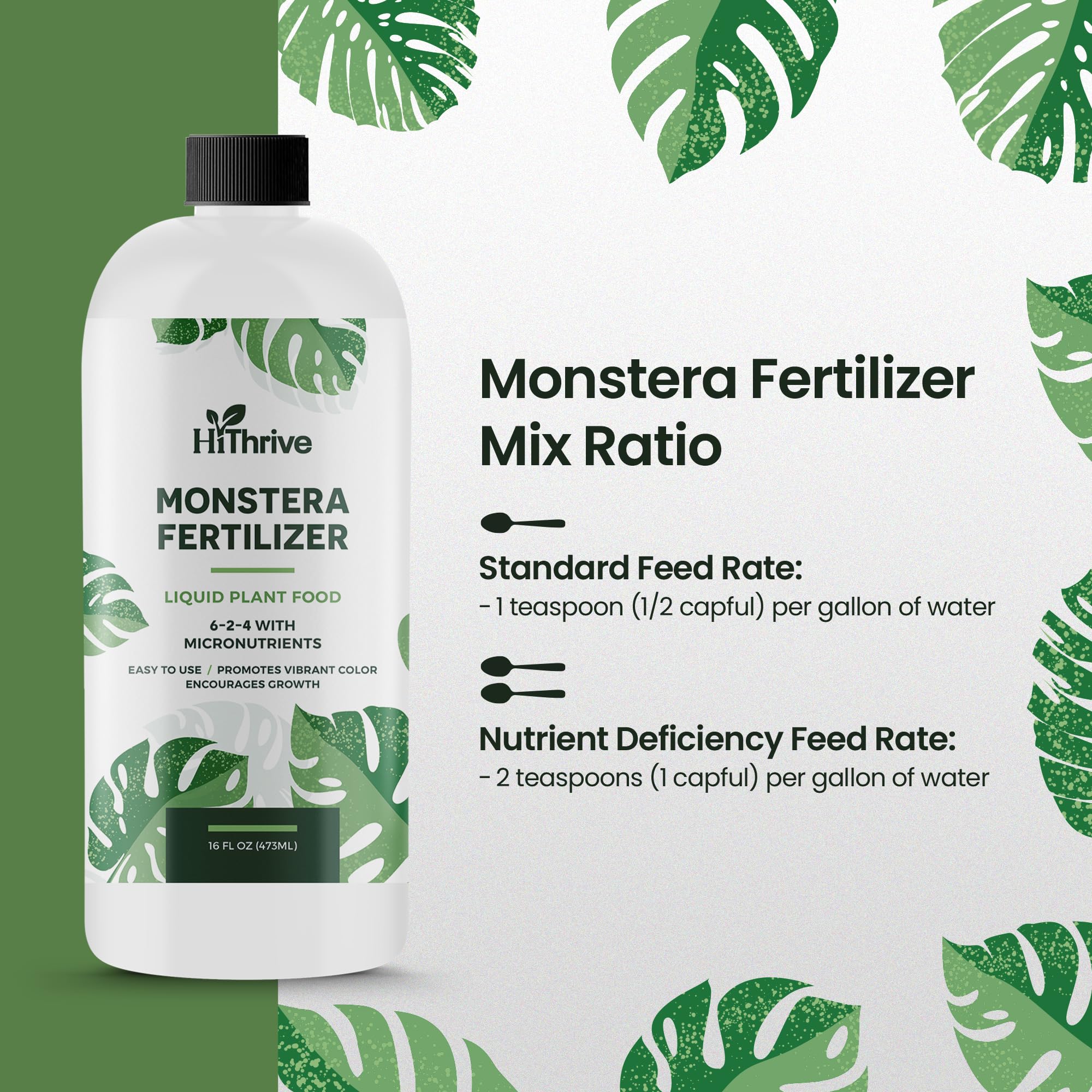 16oz Monstera Plant Food - Makes 96 Gallons of Monstera Fertilizer Indoor & Outdoor Use, Liquid Monstera Plant Fertilizer for Monstera Obliqua, Deliciosa & More, 6-2-4 NPK for Healthy Growth & Leaves