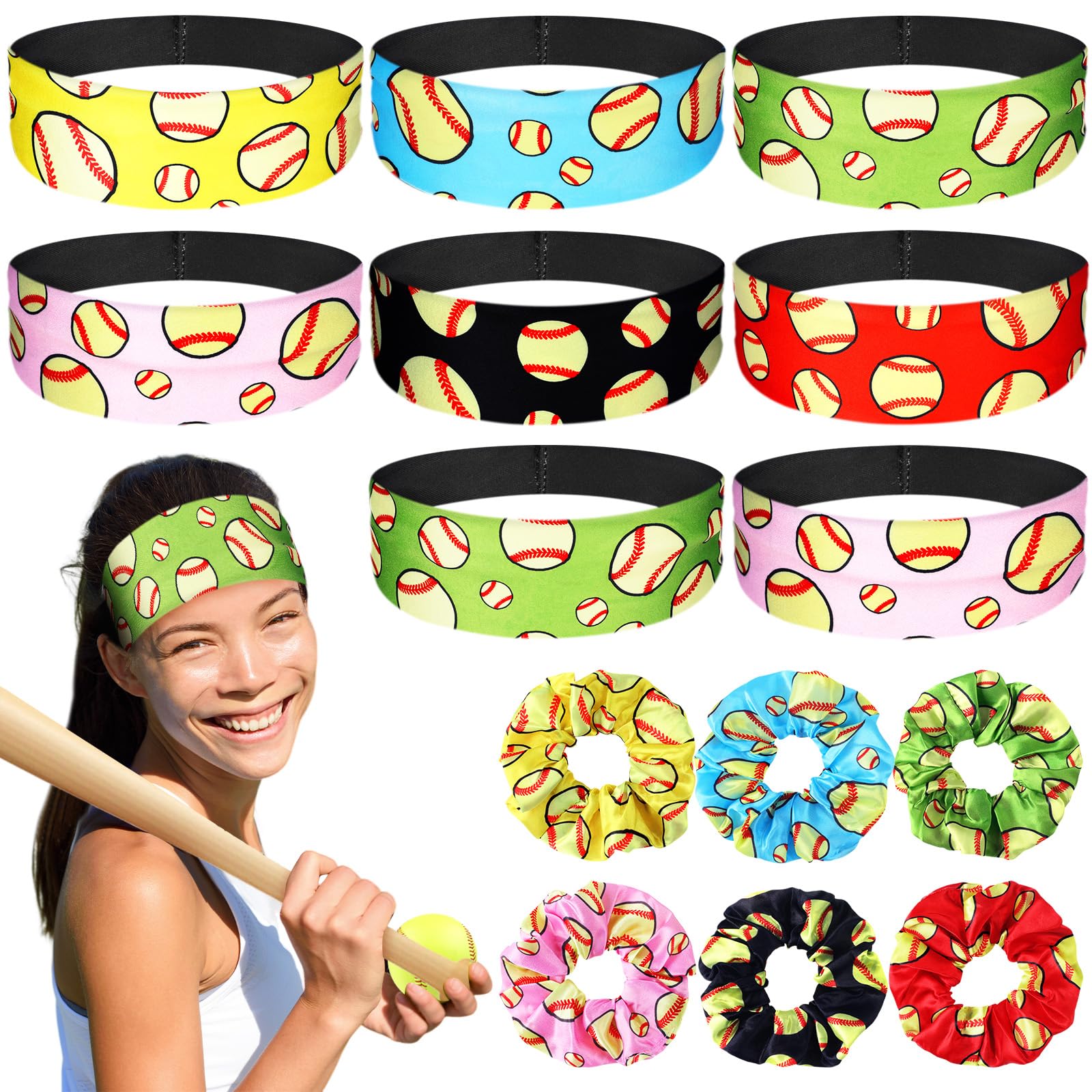 Juexica 24 Pack Headbands and Scrunchies Set - 12 Non-Slip Headbands, 12 Elastic Hair Bands for Women, Girls, Teens, Adults