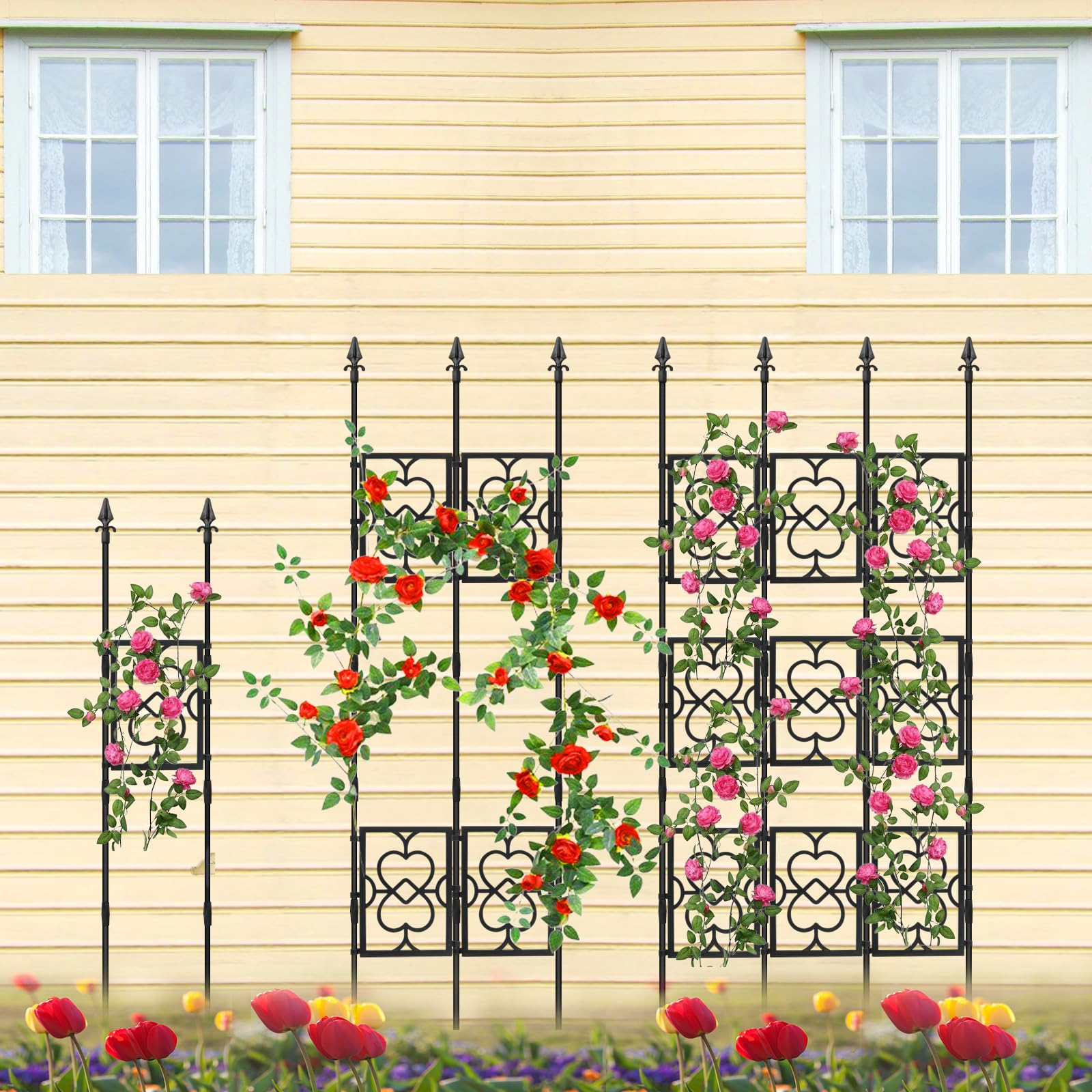 MQHUAYU 78.74" H*35.43" W Climbing Plant Outdoor Trellis, Rust Resistant Sturdy Garden Trellis with Thickened PE Plastic, Trellis Screen Plant Stand for Climbing Roses Clematis Vines Vegetables