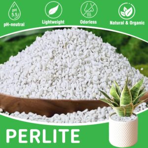 3QT Perlite for Plants, 3-6mm Horticultural Medium pearlight for Indoor & Outdoor, perilite Bulk Soil Amendment for Enhanced Drainage and Growth