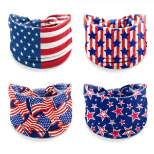 IDDFEVE 4Pcs 4th of July Headbands for Women, Patriotic Independence Day Holiday Wide Hair Band, USA Flag Star Hair Accessory (Star)