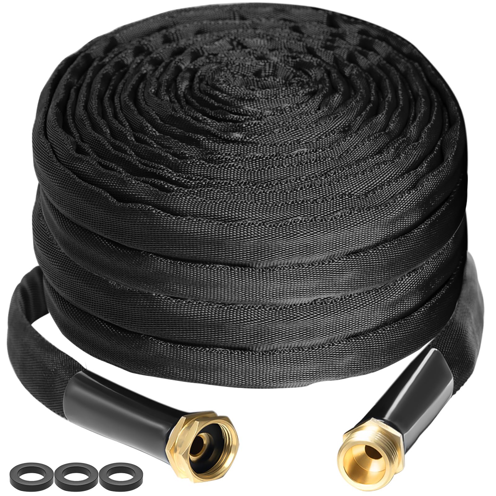 Gnimihz Garden Hose 50ft, Made of TPE(Not PVC), Ultra-Light & Flexible Water Hose with Solid Brass Fittings, Non-Shrinking, Easy to Storage, Drinking Water Safe Material, All-weather, Burst 600 psi