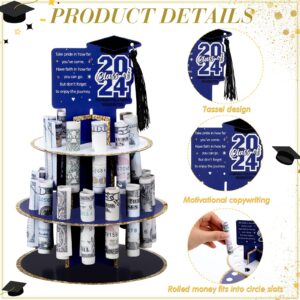 Spakon 2 Pcs 2024 Graduation Money Holder for Cash Gift Graduation Gift Money Holder Tower Tiered Cash Cake with 25 Holes for Congrats Grad Class of 2024 Graduation Party Supplies Decorations