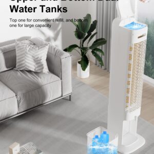 Uthfy Tower Fan for Bedroom,Fans that Blow Cold Air,41"Evaporative Air Cooler Swamp Cooler with 4L Tank & 4 Ice Packs,Oscillating Fan with Remote Control,Quiet Floor Standing Fan for Room