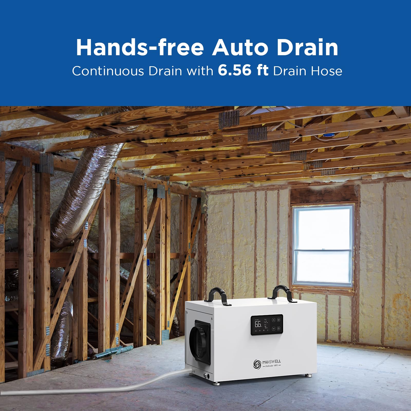 145 Pints Commercial Dehumidifier for Crawl Space, Energy Star Certified Dehumidifier with Drain Hose Compact for Large Basement Industrial Water Damage