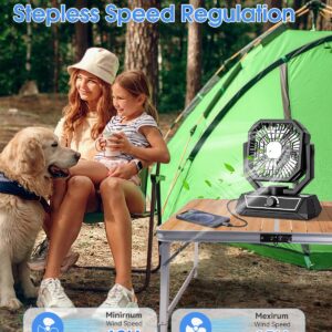 Portable Fan Rechargeable, 20000mAh Battery Powered Fan with LED Lantern, Table Fan, Camping Essentials, USB C Battery Operated Camping Fan for Travel, Picnic, Barbecue, Fishing, Office, Home