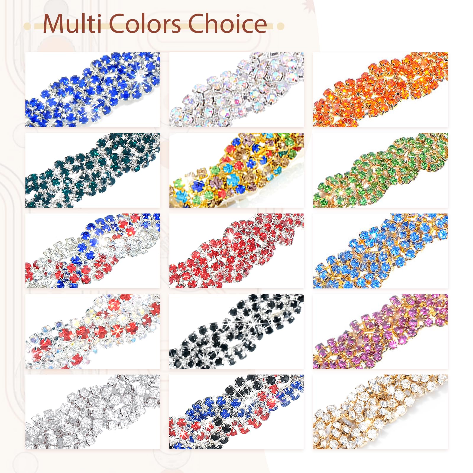 Barode Braided Rhinestones Headband Multicolors Crystal Hairbands Sparkle Head Chain Jewelry Set for Women