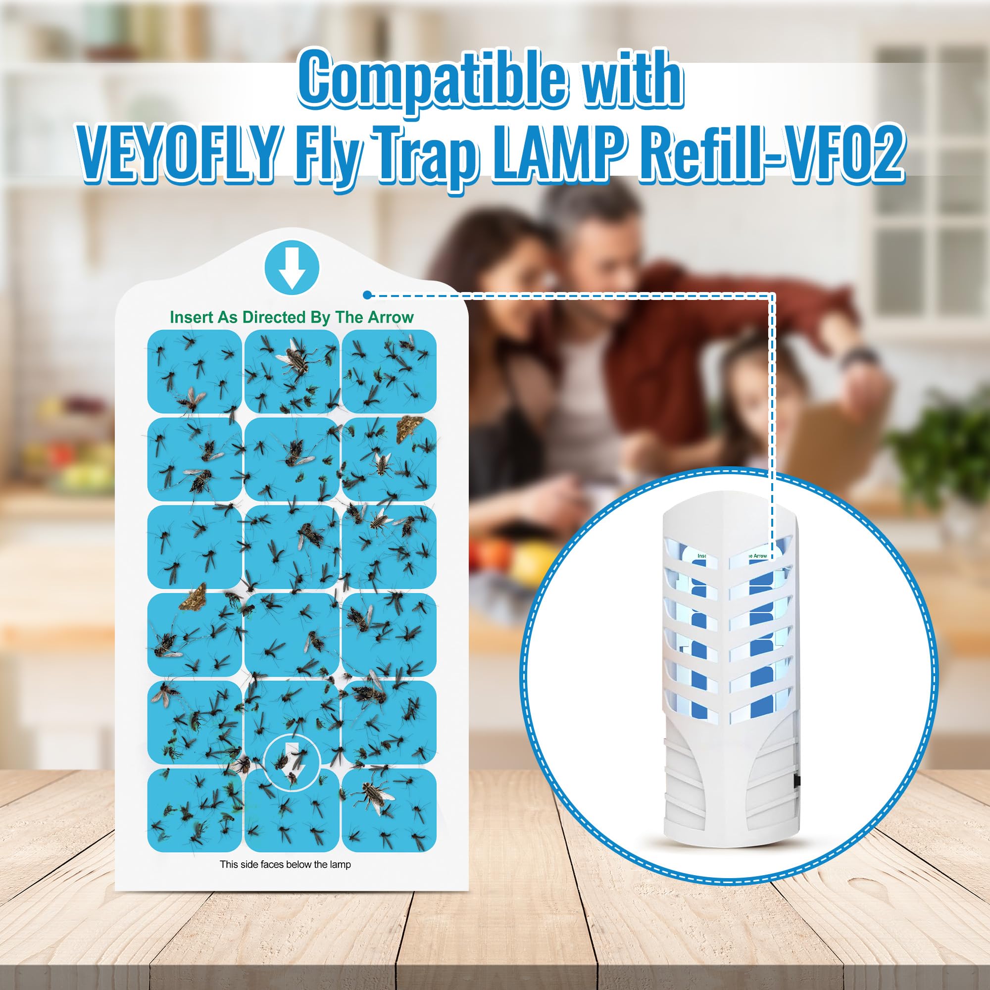 Qualirey 25 Pack Flying Insect Trap Refill Compatible with VEYOFLY Fly Trap LAMP Refill-VF02, Glue Board Insect Catcher, Replacement Sticky Glue Cards for Insect Bug Mosquito Gnat Fly Trap Indoors