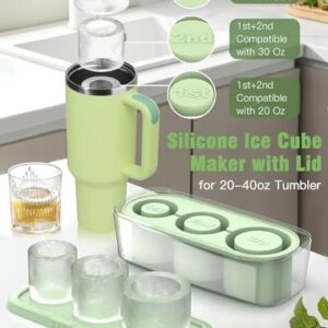 Ice Cube Tray for Stanley Tumbler, Silicone Ice Molds for Freezer, Ice Maker for Whiskey, Coffee, BPA-free (Green)