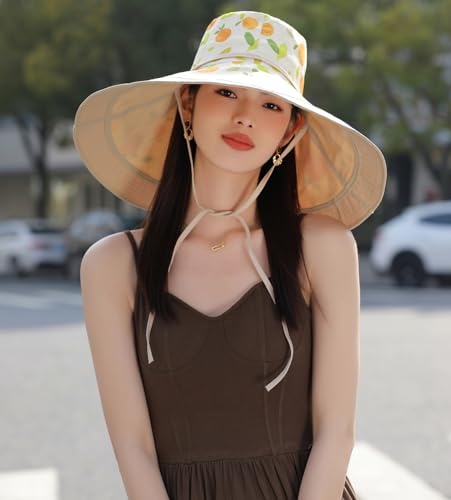 7 inch Wide Brim Women Sun Floppy Hat Summer Beach Bucket Fishing Hats Reversible Packable UV Protection for Hiking Garden Travel