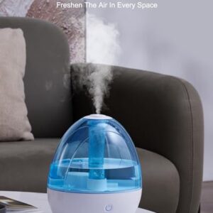 2L Cool Mist Humidifier for Bedroom with Nightlight, 30H Runtime, 360° Nozzle, Auto Shut-Off, Easy to Fill and Clean, Ideal for Home and Baby Nursery