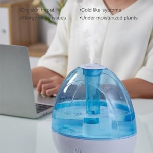 2L Cool Mist Humidifier for Bedroom with Nightlight, 30H Runtime, 360° Nozzle, Auto Shut-Off, Easy to Fill and Clean, Ideal for Home and Baby Nursery