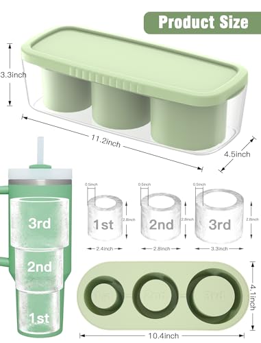 Ice Cube Tray for Stanley Tumbler, Silicone Ice Molds for Freezer, Ice Maker for Whiskey, Coffee, BPA-free (Green)