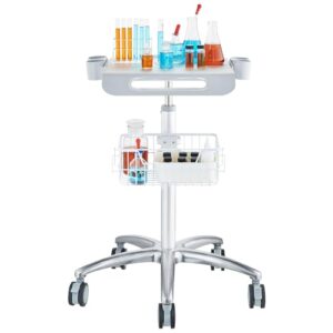 VEVOR Medical Cart, Salon Cart with Wheels, Mobile Trolley Cart 26.77"-42.91" Height Adjustable, Metal Salon Stations for Hair Stylist, Rolling Desktop Lab Cart for Clinic, Beauty and Salon