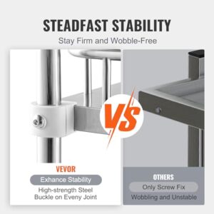 VEVOR Lab Rolling Cart, 2-Shelf Stainless Steel Rolling Cart, Lab Serving Cart with Swivel Casters, Dental Utility Cart for Clinic, Lab, Hospital, Salon, 15.16"x21.57"x34.06"