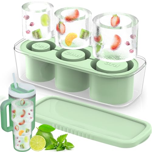 Ice Cube Tray for Stanley Tumbler, Silicone Ice Molds for Freezer, Ice Maker for Whiskey, Coffee, BPA-free (Green)