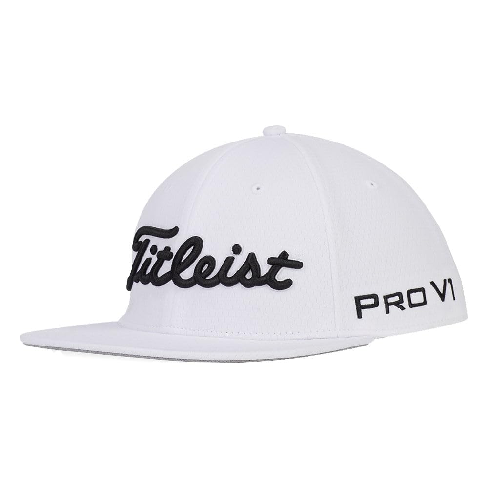 Titleist Tour Elite Flat Bill Golf Hat White/Black One Size Fits Most