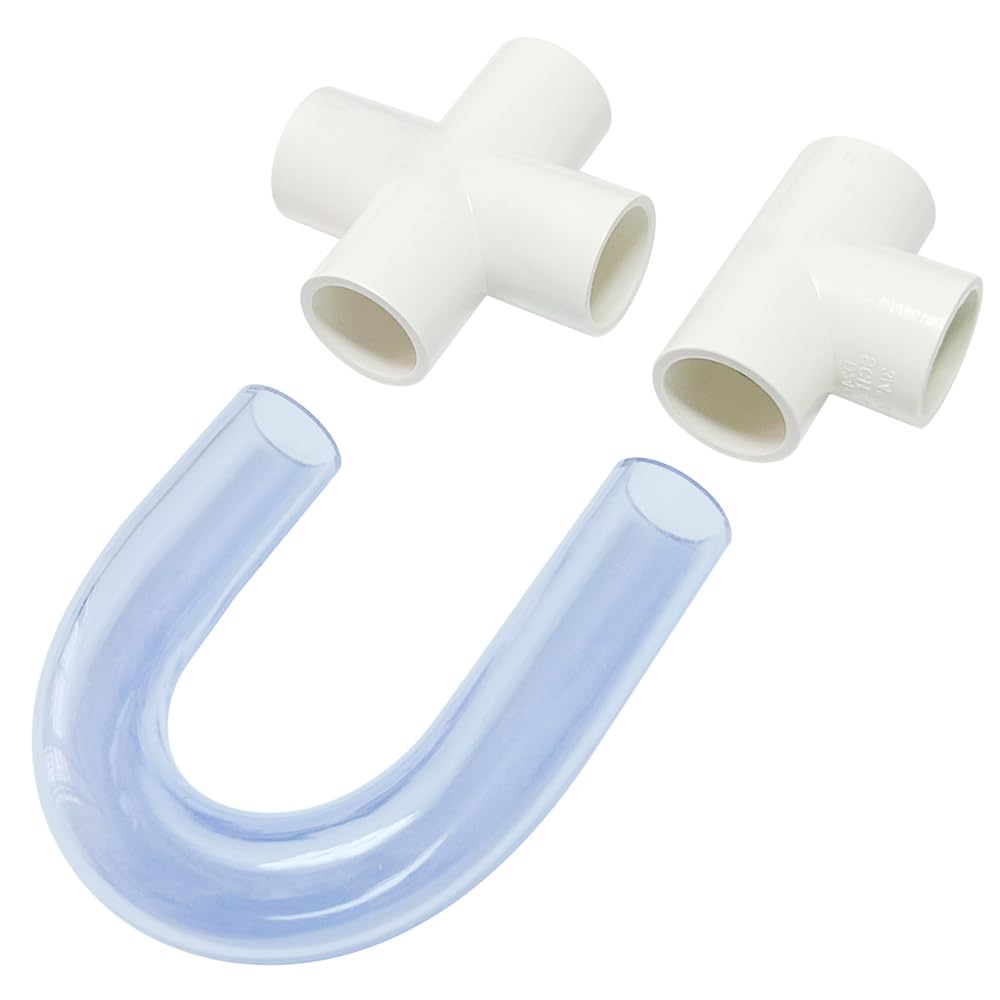 GAGALOR Condensate U Trap PVC Standard 3/4 Inch Connector Pipe Fitting with Cleaning Brush for HVAC Drain System