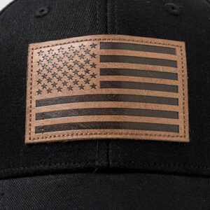 68LDROOTER American Flag Trucker Hat, USA Flag Leather Patch Patriotic Baseball Cap Hat for Men & Women Adjustable Fit for Casual Wear Black