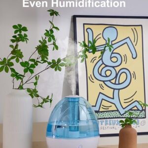 2L Cool Mist Humidifier for Bedroom with Nightlight, 30H Runtime, 360° Nozzle, Auto Shut-Off, Easy to Fill and Clean, Ideal for Home and Baby Nursery