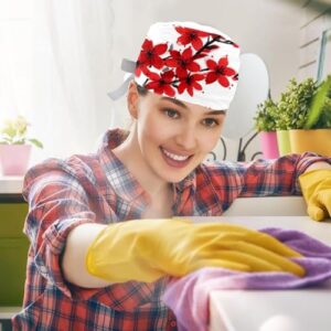 2-Pc Gourd-Shaped Working Cap,Fisherman Hat with Buttons and Cotton Sweatband,Pink Cherry Tree in Blossom